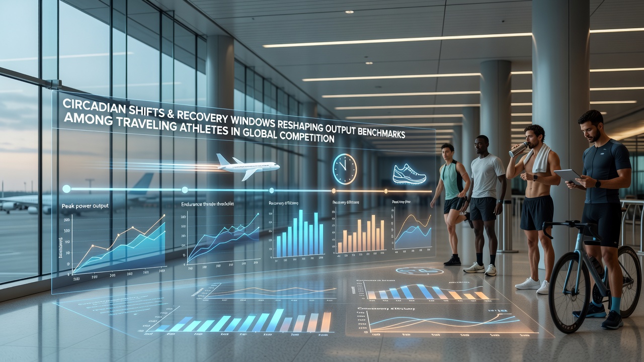 Coaches reviewing sleep and performance data for athletes after transcontinental travel