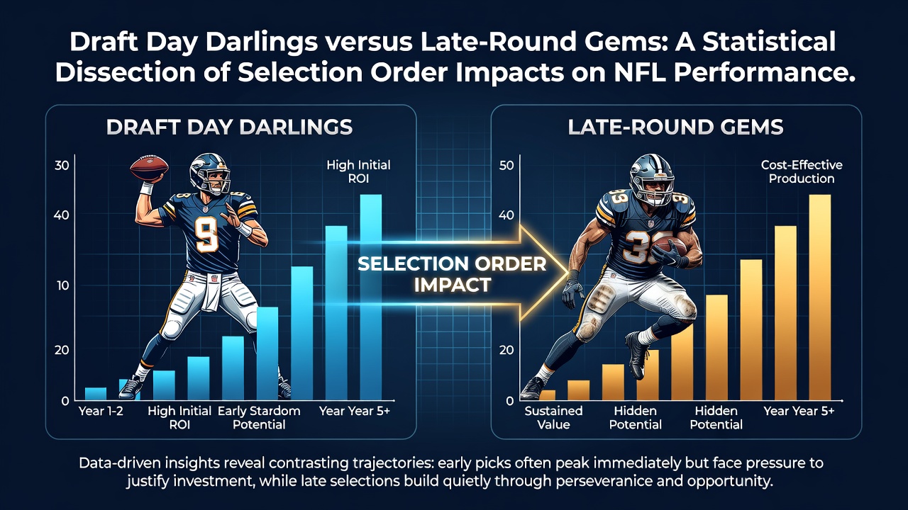 NBA and MLB draft boards showing statistical outcomes for early versus late selections