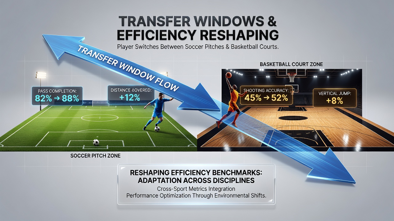 Performance data charts comparing efficiency metrics before and after cross-sport transfers