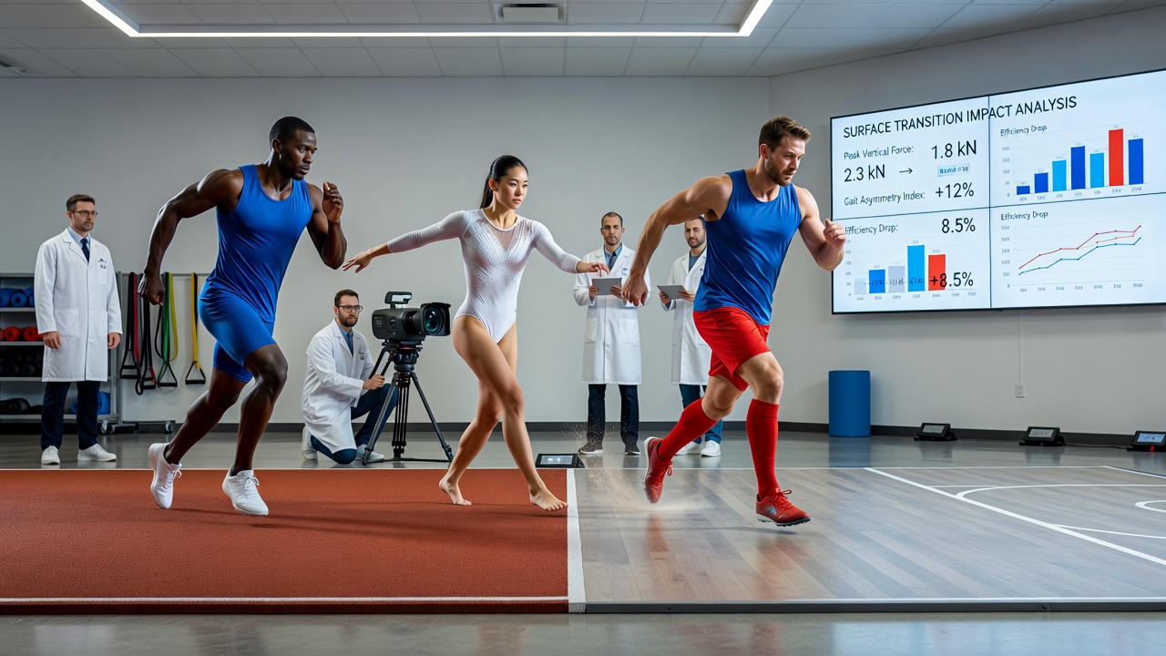 Close-up view of athletes performing drills on artificial turf with performance tracking equipment