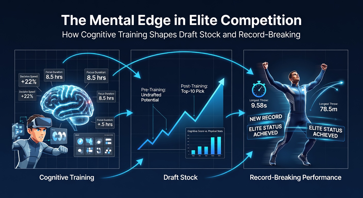 Professional athlete reviewing performance analytics on a tablet after completing a cognitive training module